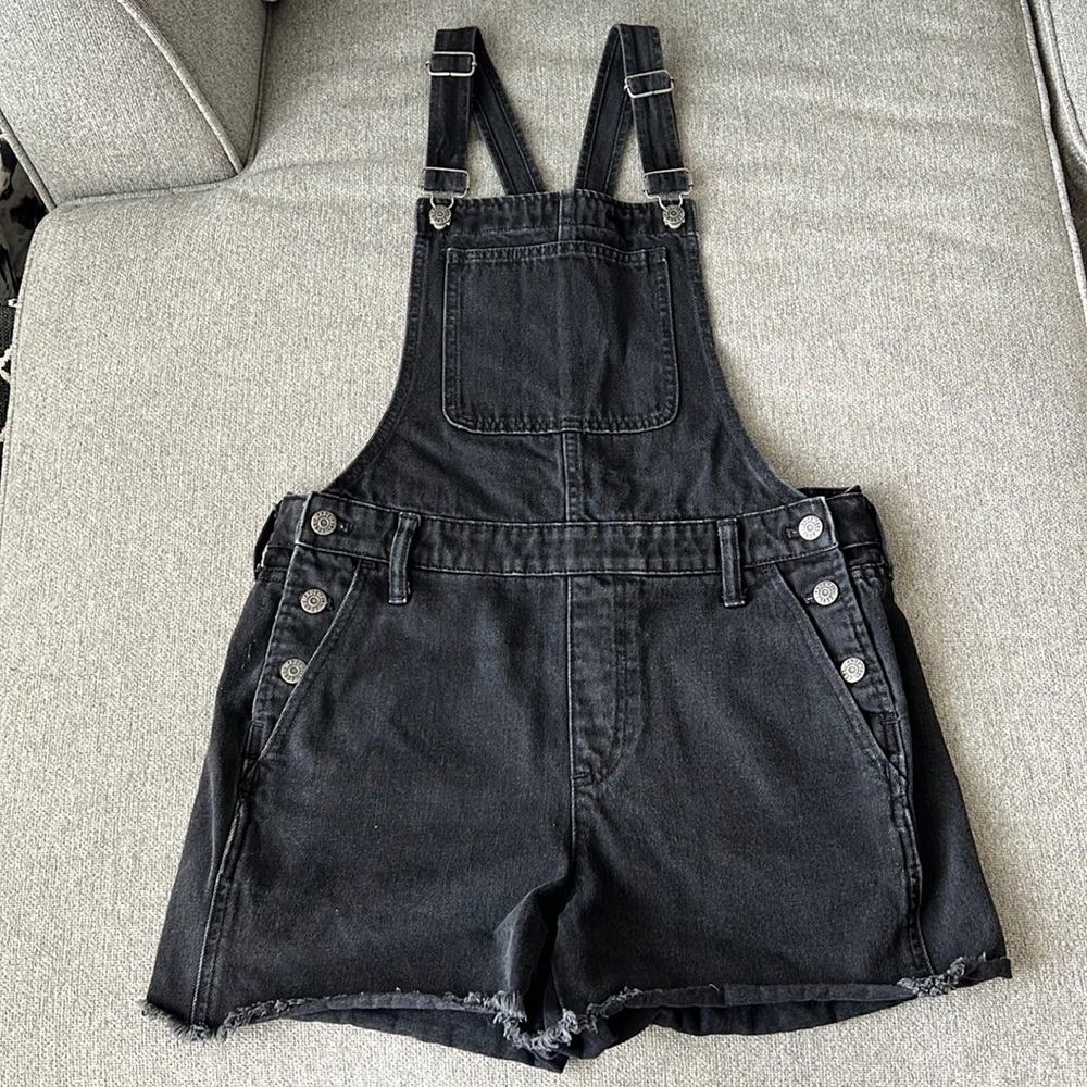 EUC Madewell Black Denim Overall Romper